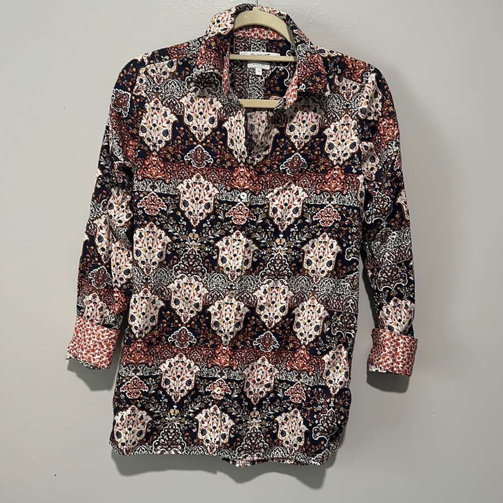 Foxcroft Wrinkle Free Patterned Button Down Shirt… - image 1